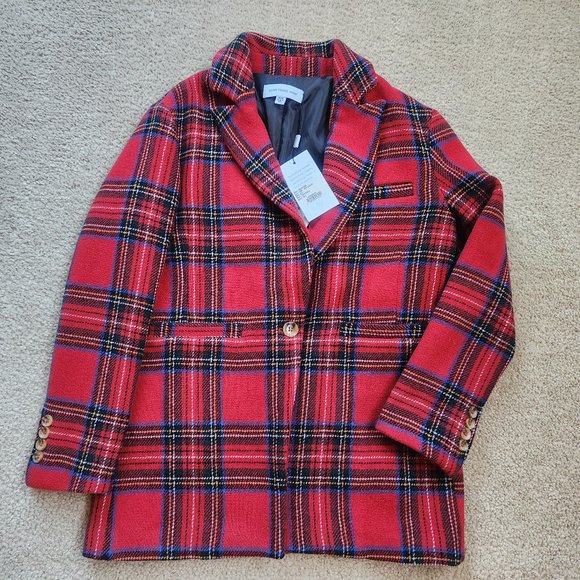 NWT Something Navy Plaid Tartan Blazer Coat "Marley" - Picture 2 of 16